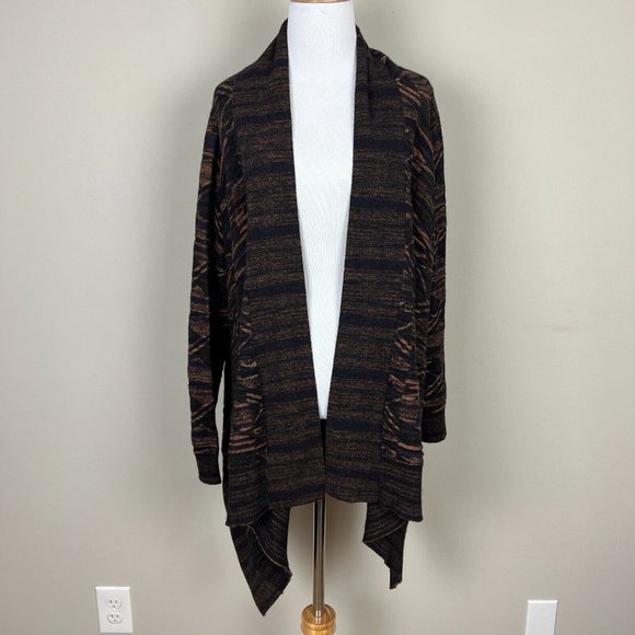 Soft Surroundings Cardigan Sweater Large Cascade Draped Wool Cotton Texture Knit - Picture 10 of 10